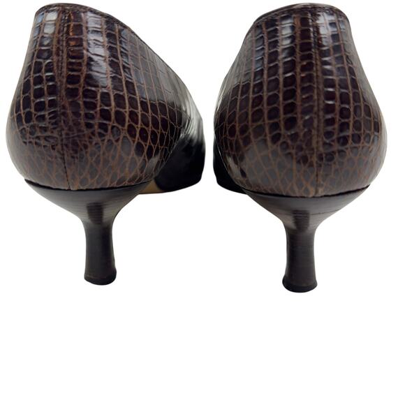 Pancaldi Made in Italy Croc Embossed Leather Classic Timeless Pumps Women's 6 - Picture 5 of 9